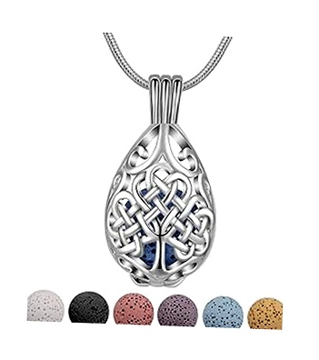 Collar CELESTIA de Aromaterapia con Árbol de la Vida y 7 Piedras de Lava
