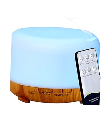 Hantoc Humidificador 450ml Aromaterapia LED y Control Remoto