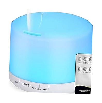 Hianjoo Humidificador Ultrasónico 450ml con Control Remoto y Luz LED