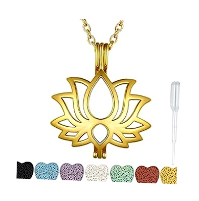 Collar de Aromaterapia Bestyle Corazón Loto Difusor Dorado 50cm