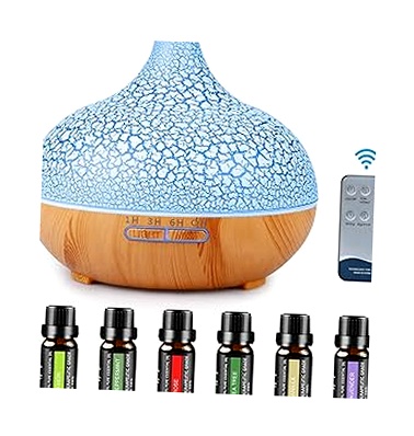 GuKKK Difusor de Aceites Esenciales 550 ml con 6 Aceites y LED
