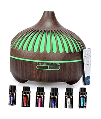 Difusor de Aromas 550ML con 6 Aceites Esenciales y LED 7 Colores