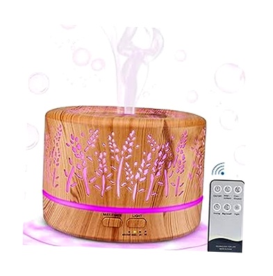 Difusor de Aroma 500ml Ultrasónico con 7 Colores LED y Temporizador
