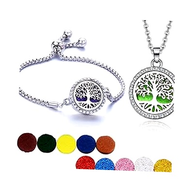 RIXERKOC Juego de Collar y Pulsera Aromaterapia con Difusor